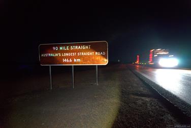 Night shot of the east end of the 90 Mile Straight, Caiguna, Western Australia